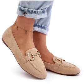 Mocasines de mujer con decoración de ante ecológico Beige Winalita 8