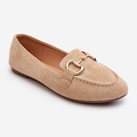 Mocasines de mujer con decoración de ante ecológico Beige Winalita 1
