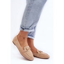 Mocasines de mujer con decoración de ante ecológico Beige Winalita 2