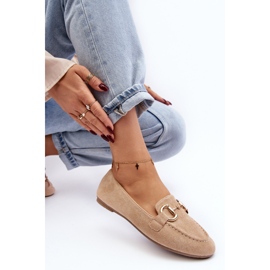 Mocasines de mujer con decoración de ante ecológico Beige Winalita 4