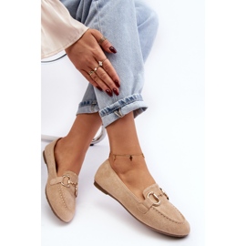 Mocasines de mujer con decoración de ante ecológico Beige Winalita 5
