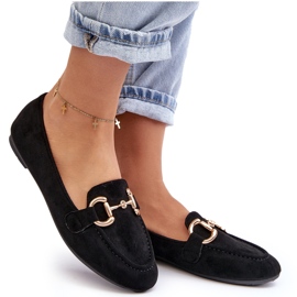 Mocasines de mujer con decoración de ante ecológico, Negro Winalita 10