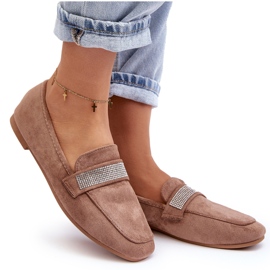 Mocasines De Mujer Con Pedrería Marrón Claro Ralrika 10
