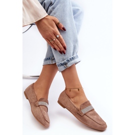 Mocasines De Mujer Con Pedrería Marrón Claro Ralrika 4