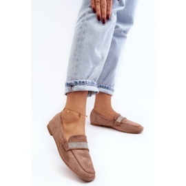 Mocasines De Mujer Con Pedrería Marrón Claro Ralrika 7