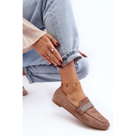Mocasines De Mujer Con Pedrería Marrón Claro Ralrika 8
