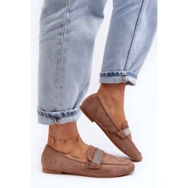 Mocasines De Mujer Con Pedrería Marrón Claro Ralrika 9