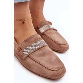 Mocasines De Mujer Con Pedrería Marrón Claro Ralrika 1