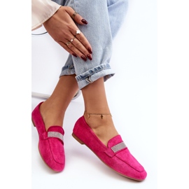 Mocasines De Mujer Con Pedrería Fucsia Ralrika rosa 2