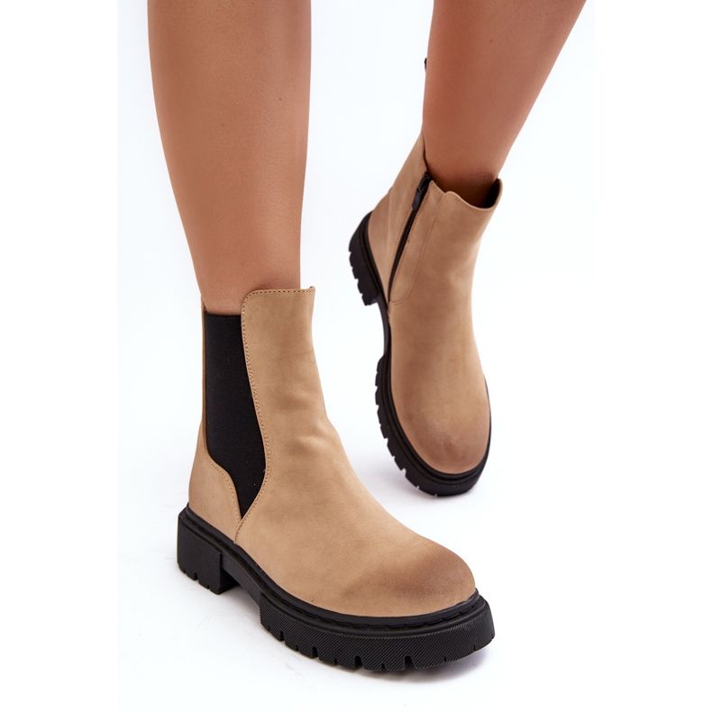 Botas Chelsea aislantes para mujer con cremallera Beige Vesta 1
