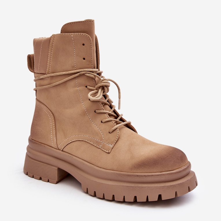 Botines Trapper De Mujer Con Suela Gruesa, Beige Narelona 2 Botines Trapper De Mujer Con Suela Gruesa, Beige Narelona 2