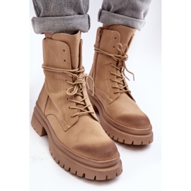 Botines Trapper De Mujer Con Suela Gruesa, Beige Narelona 8