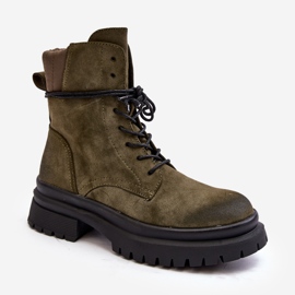 Botines Trapper De Mujer Con Suela Gruesa, Verde Oscuro, Narelona 3