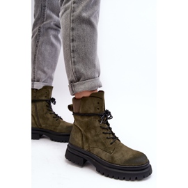 Botines Trapper De Mujer Con Suela Gruesa, Verde Oscuro, Narelona 4