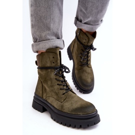 Botines Trapper De Mujer Con Suela Gruesa, Verde Oscuro, Narelona 5