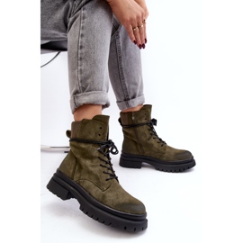 Botines Trapper De Mujer Con Suela Gruesa, Verde Oscuro, Narelona 7