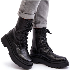 Botas Obreras De Mujer Con Grabado Decorativo Tarolia Negro 10