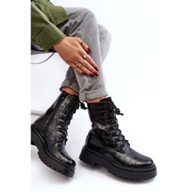 Botas Obreras De Mujer Con Grabado Decorativo Tarolia Negro 3