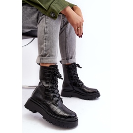 Botas Obreras De Mujer Con Grabado Decorativo Tarolia Negro 4