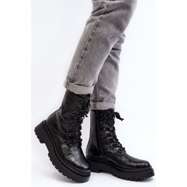 Botas Obreras De Mujer Con Grabado Decorativo Tarolia Negro 5