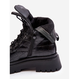 Botas Obreras De Mujer Con Grabado Decorativo Tarolia Negro 7