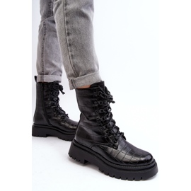 Botas Obreras De Mujer Con Grabado Decorativo Tarolia Negro 8