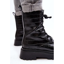 Botas Obreras De Mujer Con Grabado Decorativo Tarolia Negro 1