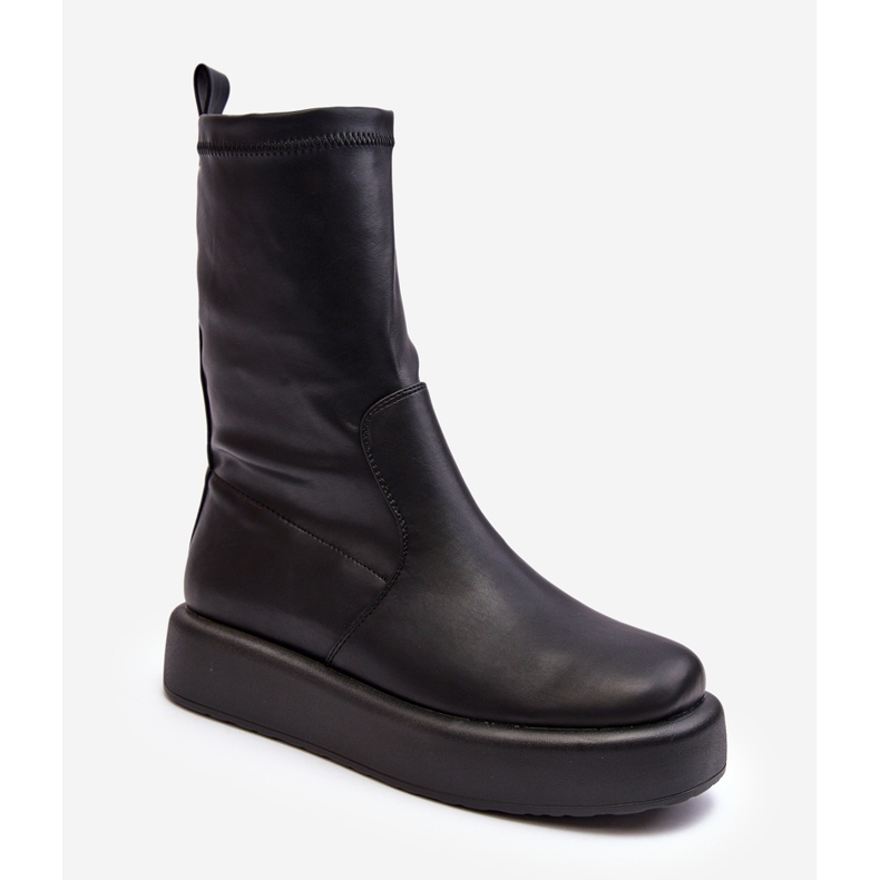 Botas de Mujer con Plataforma, Ecopiel, Negro Algedi 2
