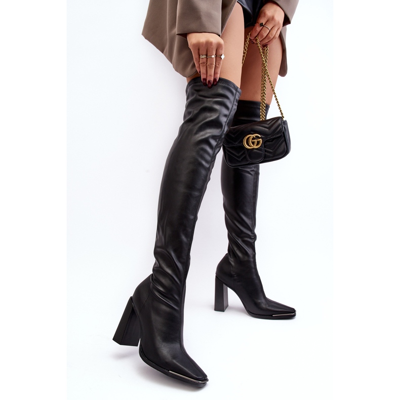 Botas de mujer con tacón por encima de la rodilla, ecopiel, negro Orcella 2 Botas de mujer con tacón por encima de la rodilla, ecopiel, negro Orcella 2
