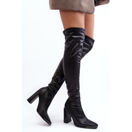 Botas de mujer con tacón por encima de la rodilla, ecopiel, negro Orcella 5