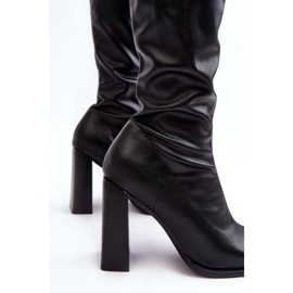 Botas de mujer con tacón por encima de la rodilla, ecopiel, negro Orcella 8