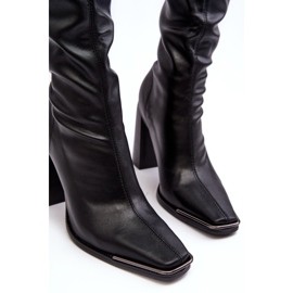 Botas de mujer con tacón por encima de la rodilla, ecopiel, negro Orcella 9