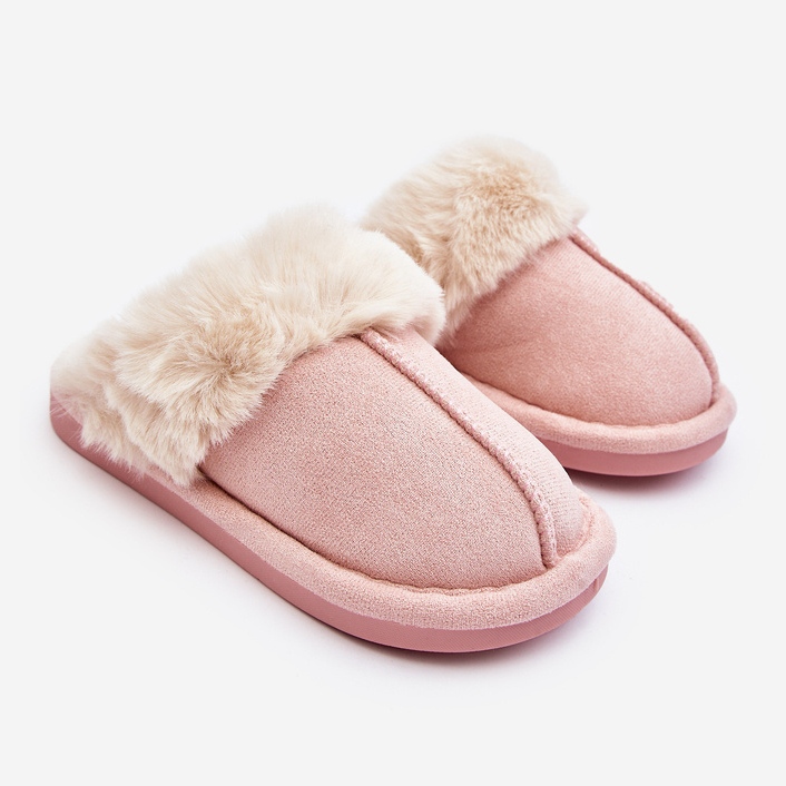 Zapatillas de casa infantiles Befana rosa con pelo rosado 1