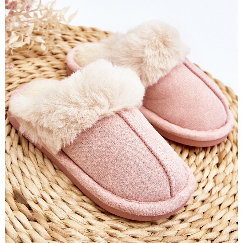 Zapatillas de casa infantiles Befana rosa con pelo 2