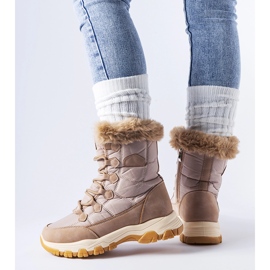 Botas de nieve con cordones y aislamiento beige de Albaneto 1