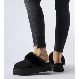 Pantuflas aislantes negras con pelo Andonno negro 1