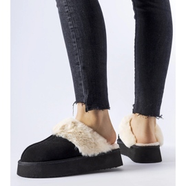 Pantuflas Andonno negras con pelo claro. negro 1