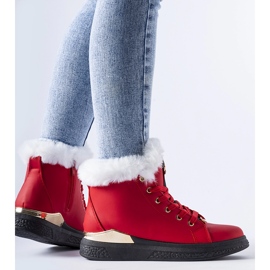 Zapatillas rojas con pelo blanco de Fiemme. rojo 1