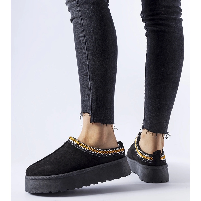 Botas de nieve bajas negras con costuras decorativas Fori negro 1