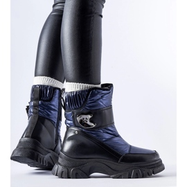 Botas de nieve azul marino con suela Carta masiva. negro 1