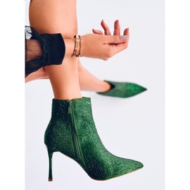 Botines de tacón con cristales Demish Green verde 4