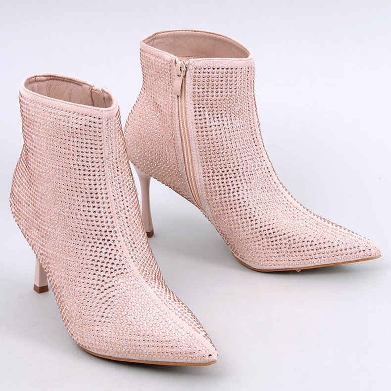 Botines de tacón con cristales Demish Champagne rosa 1