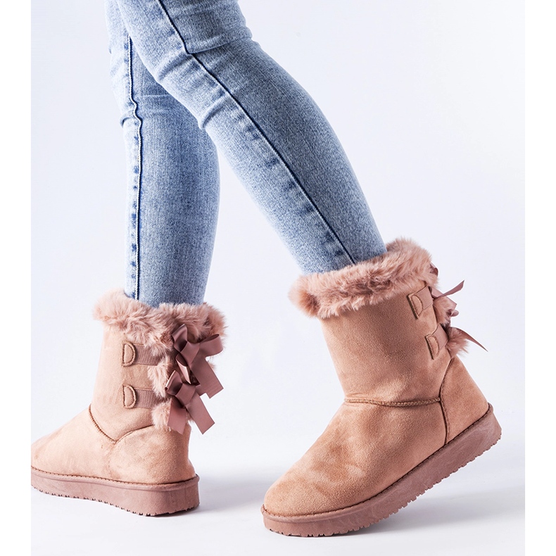 Botas de nieve rosas con aislamiento y lazos de Borbera 1