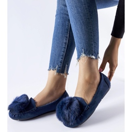 Pantuflas aislantes azul marino con pompón Marchetti 1