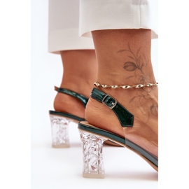 Sandalias Tacón Decoradas, Verde Oscuro S.Barski MR1037-16 6