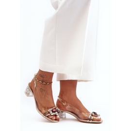Sandalias tacón bajo dorado S.Barski MR1037-12 1