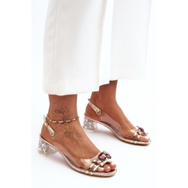 Sandalias tacón bajo dorado S.Barski MR1037-12 6