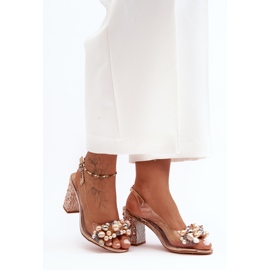 Sandalias De Tacón Alto Con Estilo Transparente Oro Rosa S.Barski MR1037-17 1