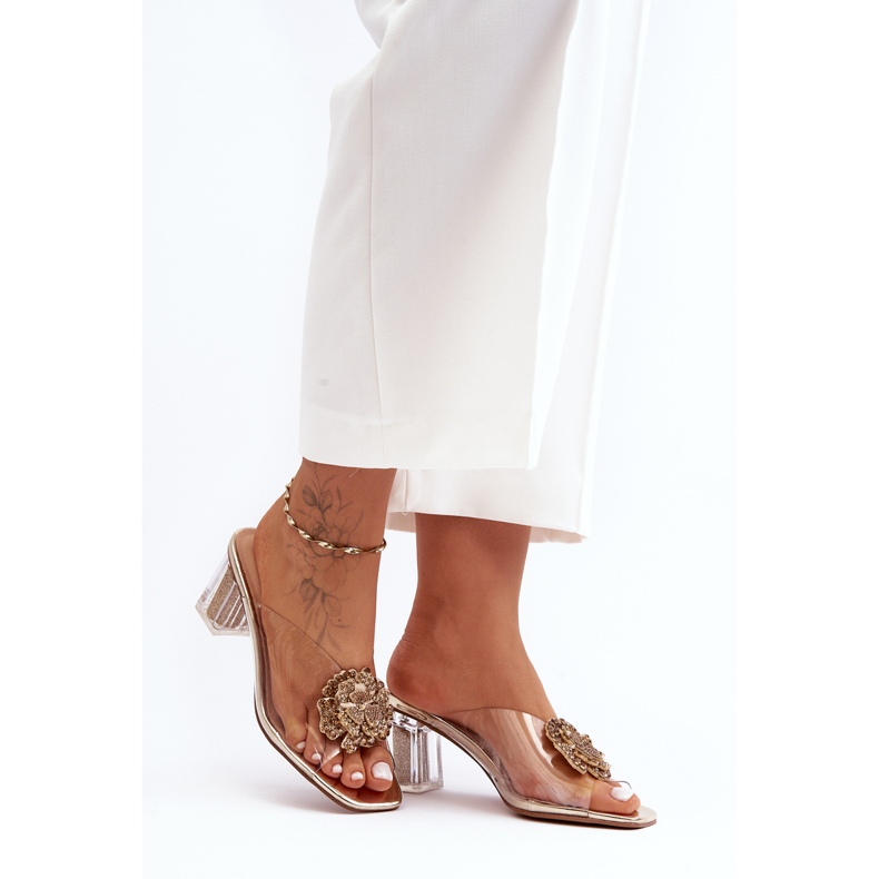 Chanclas Transparentes De Tacón Alto Con Decoración Dorada S.Barski MR1037-20 dorado 1