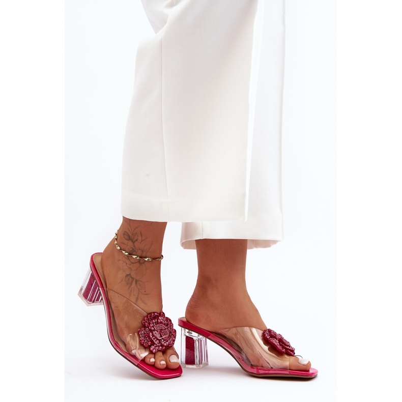 Chanclas Transparentes De Tacón Alto Con Decoración Fucsia S.Barski MR1037-20 rosa 1